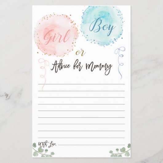 Ballons Baby shower Advice Kaart (Voorkant)