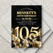 Ballons Black Gold 105e anniversaire Invitation