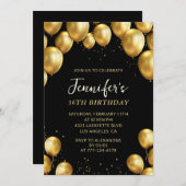 Ballons Black Gold 36e anniversaire invitations (Devant / Derrière)