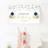 Ballons bleu et or 5ème bannière Anniversaire de e (En situation)