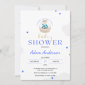 Ballons bleu moderne Baby Boy Shower Invitation (Devant)