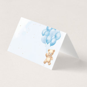 Ballons bleu ours en peluche baby shower cartes de