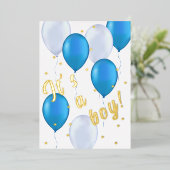 Ballons Bleus baby shower Foil Invitation (Debout devant)