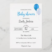 Ballons Bleus baby shower Foil Invitation (Verso)