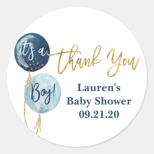 Ballons bleus baby shower garçon autocollant (Devant)