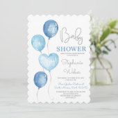 Ballons Bleus Baby shower garçon Invitation (Debout devant)
