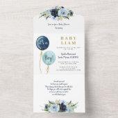 Ballons bleus baby shower invitation garçon (À l'intérieur)