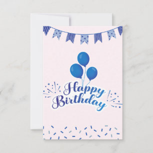 Ballons Bleus Bonne carte de voeux d'anniversaire
