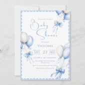 Ballons Bleus Boy Baby shower Invitation (Devant)