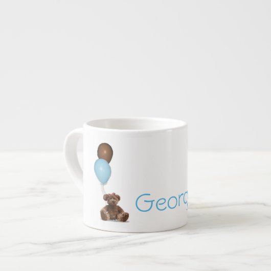 Ballons Bleus et Chocolat Nounours Bébé Mug (Devant gauche)