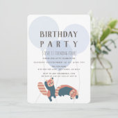 Ballons Bleus et Panda Rouge Invitation de fête d' (Debout devant)