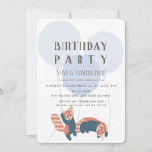 Ballons Bleus et Panda Rouge Invitation de fête d' (Devant)