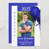 Ballons Bleus Faire-part de graduation (Devant / Derrière)