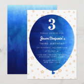 Ballons Bleus Invitation de fête d'anniversaire (Devant / Derrière)