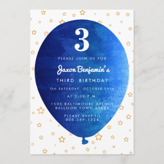 Ballons Bleus Invitation de fête d'anniversaire