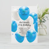 Ballons bleus Invitations de fête d'anniversaire (Debout devant)