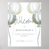 Ballons Bleus Poster d'Affiche de bienvenue d'anni