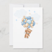Ballons Bleus Teddy Bear Invitation Baby shower (Dos)