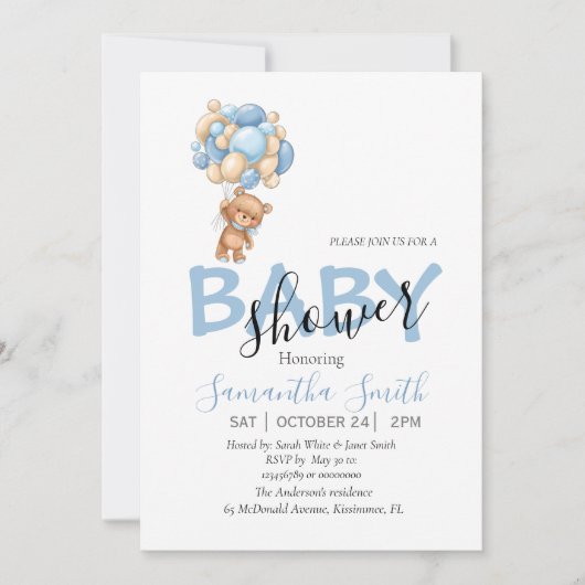 Ballons Blue Invitation (Devant)