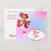 Ballons. Carte de remerciement. Personnaliser. (Devant / Derrière)