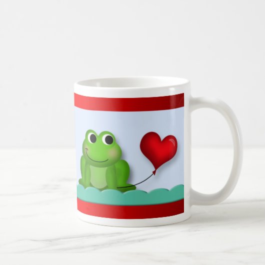 Ballons Coeur Froggy mignonne Saint Valentin Mug (Droite)