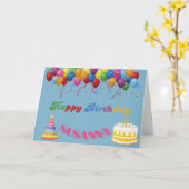 BALLONS COLORÉS BONNE CARTE D'ANNIVERSAIRE (Fleur jaune)
