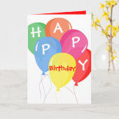 Ballons colorés Carte d'anniversaire personnalisée (Fleur jaune)