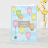 Ballons colorés Carte de voeux Anniversaire (Fleur jaune)