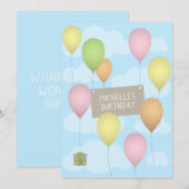 Ballons colorés Carte de voeux d'anniversaire plat (Devant / Derrière)