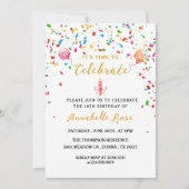 Ballons colorés & Confetti Invitation Anniversaire (Devant)