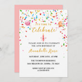 Ballons colorés & Confetti Invitation Anniversaire (Devant / Derrière)