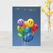 Ballons colorés de la carte d'anniversaire 11e (Fleur jaune)