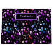 Ballons colorés & Étoiles Grand sac cadeau (Devant)