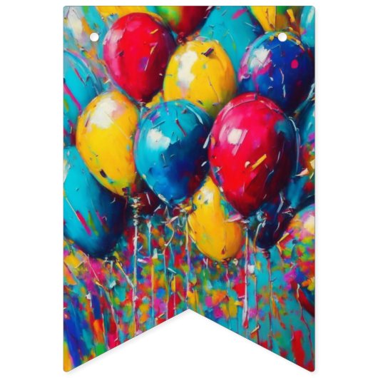 Ballons colorés Genre Neutre Bannière Anniversaire (Deuxième drapeau)