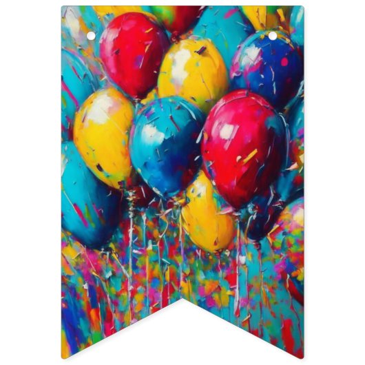 Ballons colorés Genre Neutre Bannière Anniversaire (Premier drapeau)