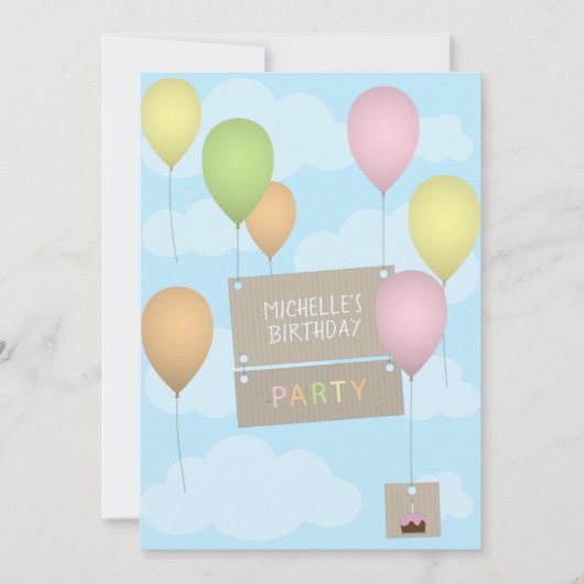 Ballons colorés Invitation Anniversaire (Devant)