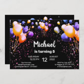 Ballons colorés Invitation de fête d'anniversaire (Devant / Derrière)