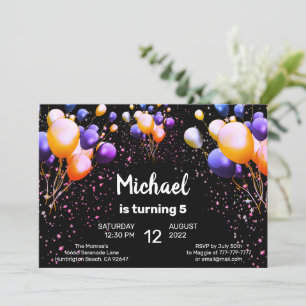 Ballons colorés Invitation de fête d'anniversaire