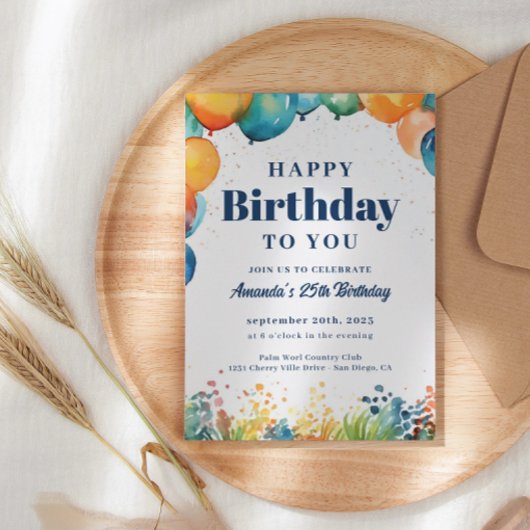 Ballons colorés Invitation de fête d'anniversaire