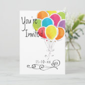Ballons colorés Invitation de fête d'anniversaire (Debout devant)