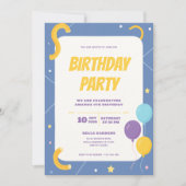 Ballons colorés Invitation de fête d'anniversaire (Devant)