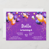 Ballons colorés Invitation de fête d'anniversaire (Devant)