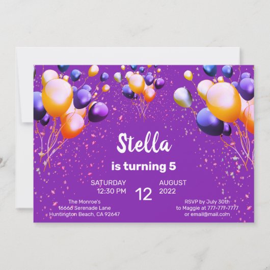 Ballons colorés Invitation de fête d'anniversaire (Devant)