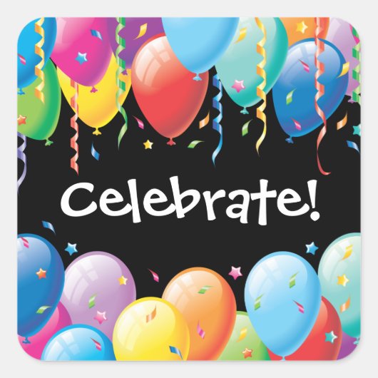 Ballons colorés Sticker de fête d'anniversaire (Devant)