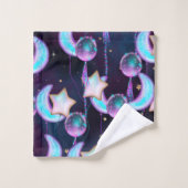 Ballons cosmiques | Blue Purple Moon Stars Planète (Gant de toilette)