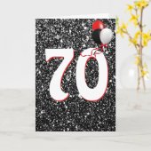 Ballons d'anniversaire 70e sur carte Parties scint (Fleur jaune)