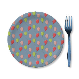 Ballons d'anniversaire Assiette en papier bleu cla
