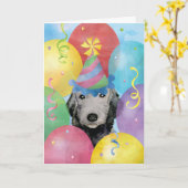 Ballons d'anniversaire Bedlington Carte Terrier (Fleur jaune)