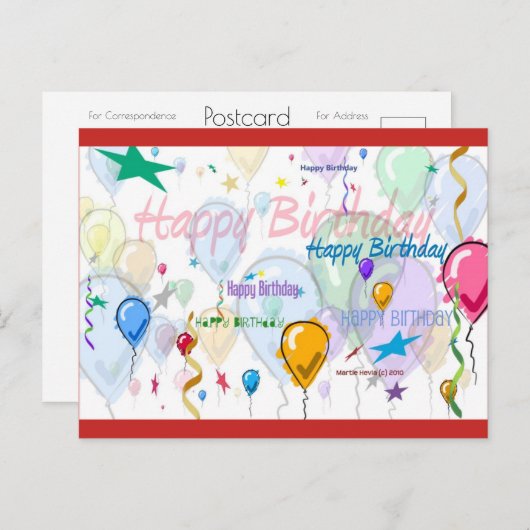 Ballons d'anniversaire | Carte postale Blue Beach  (Devant / Derrière)