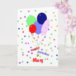 Ballons d'anniversaire colorés pour carte maman